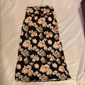 Joe Benbasset Black Floral A-Line Midi Skirt